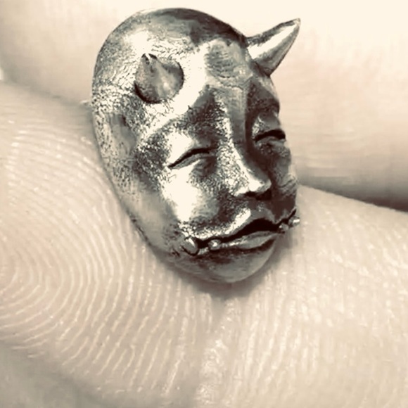 Baby Hannya Masks~ Horned Demon Oni Gargoyle Horror Medieval Theatre Oddity Stud - Picture 9 of 16